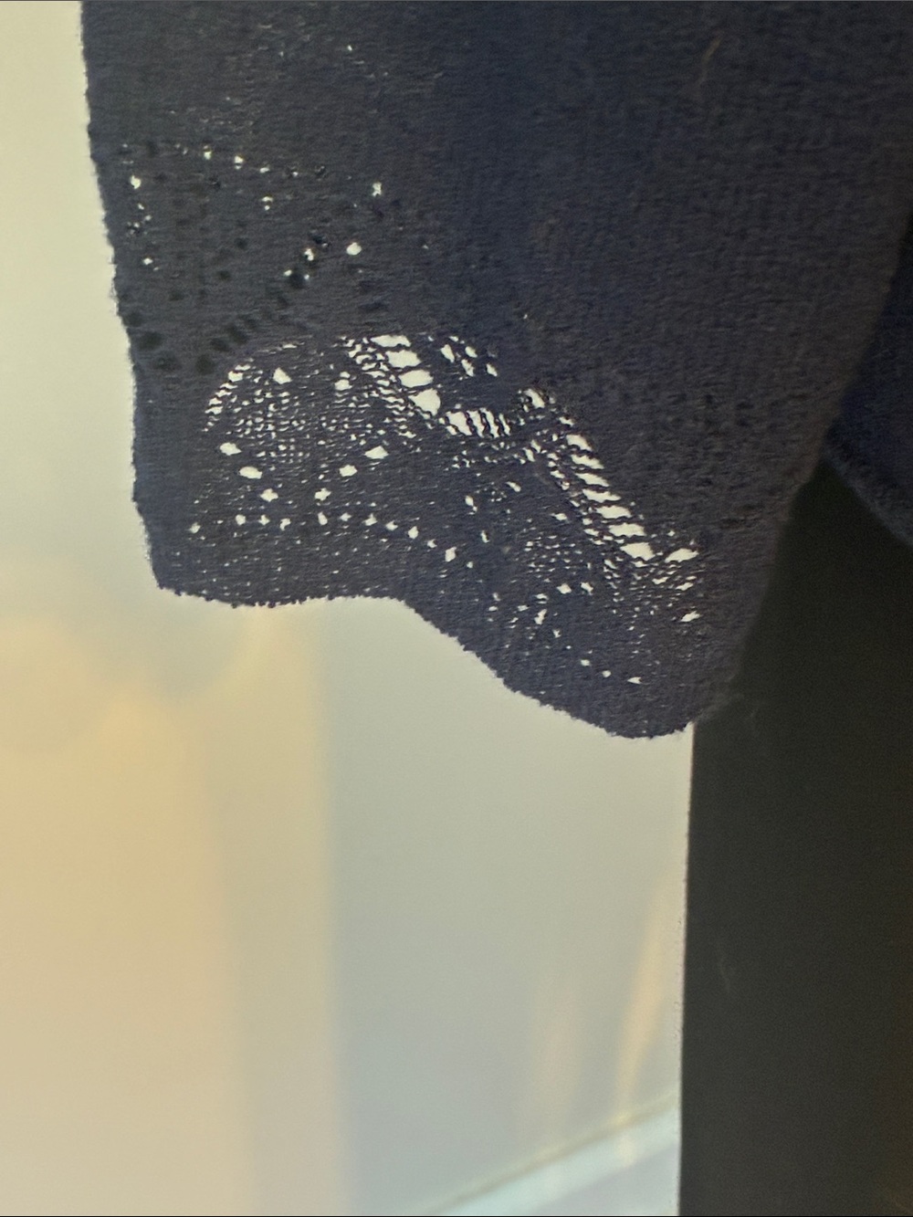 Ruby Rd. Navy Open-Front Cardigan with Eyelet Trim - Picture 4 of 6